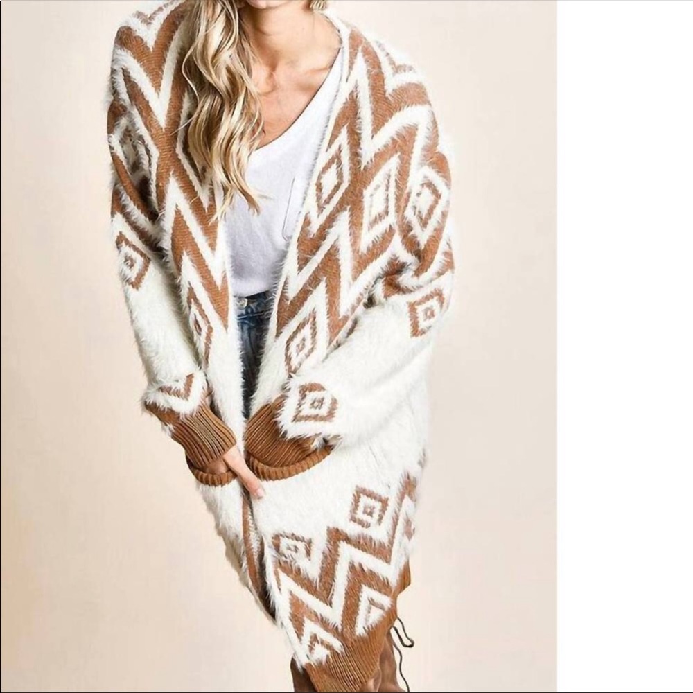 #36 2 LEFT! CLOSEOUT SALE! New Aztec Cardigan Sweater Coat - Picture 4 of 5